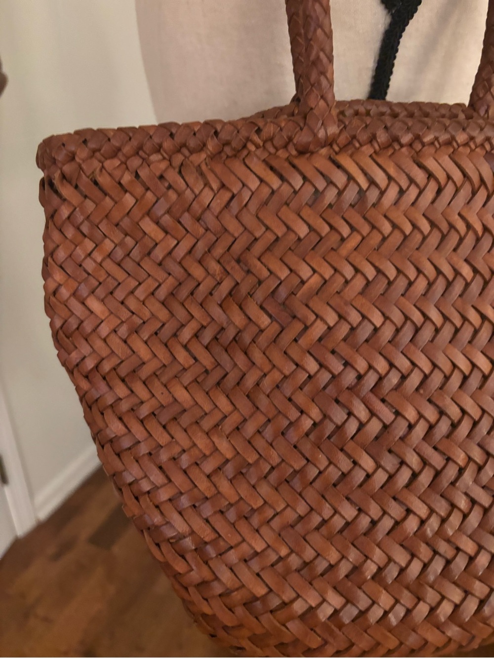 DRAGON DIFFUSION Woven Leather Tote Bag in Saddle Brown - Picture 7 of 15